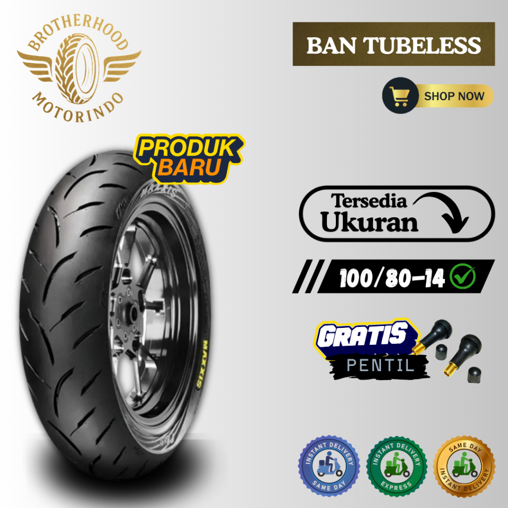 BAN MAXXIS VICTRA S98-ST  TUBELESS 100/80-14 / BAN TUBLES / BAN MOTOR RING 14 / BAN MAXXIS RING 14 B