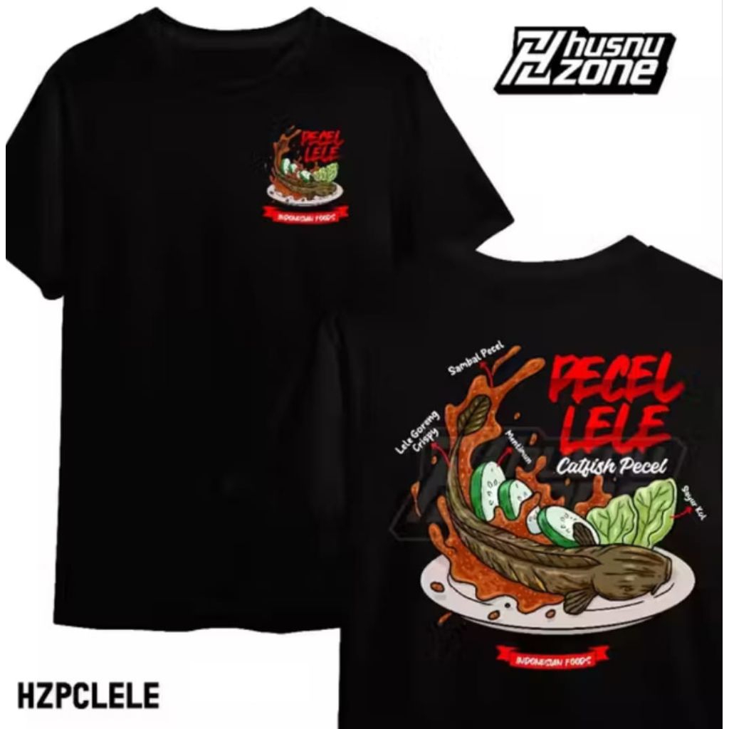 Kaos Hitam Sambel pecel Lele Krispy Pecel Lele Desain Terbaru T-shirt Unisex
