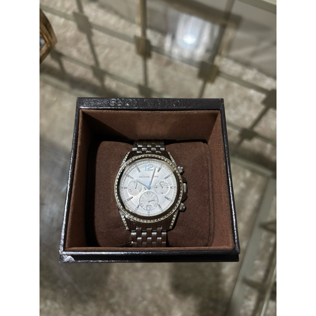 Michael Kors Pressley Women Watch MK5834 Steel Bracelet Chrono Swarovski