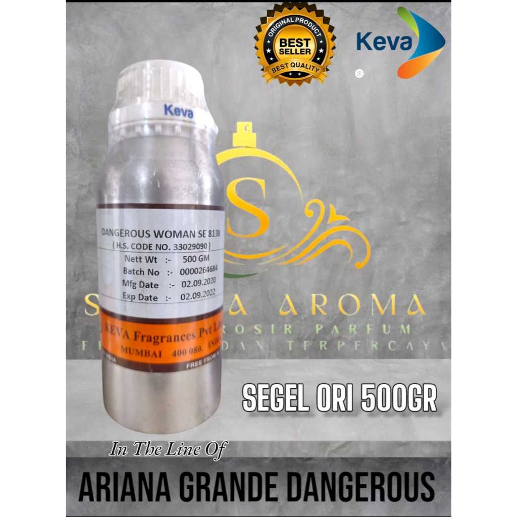 DANGEROUS WOMEN ~Ariana Grande~ BY KEVA BIBIT PARFUM KEMASAN SEGEL KALENG 500GRAM ( ORIGINAL )