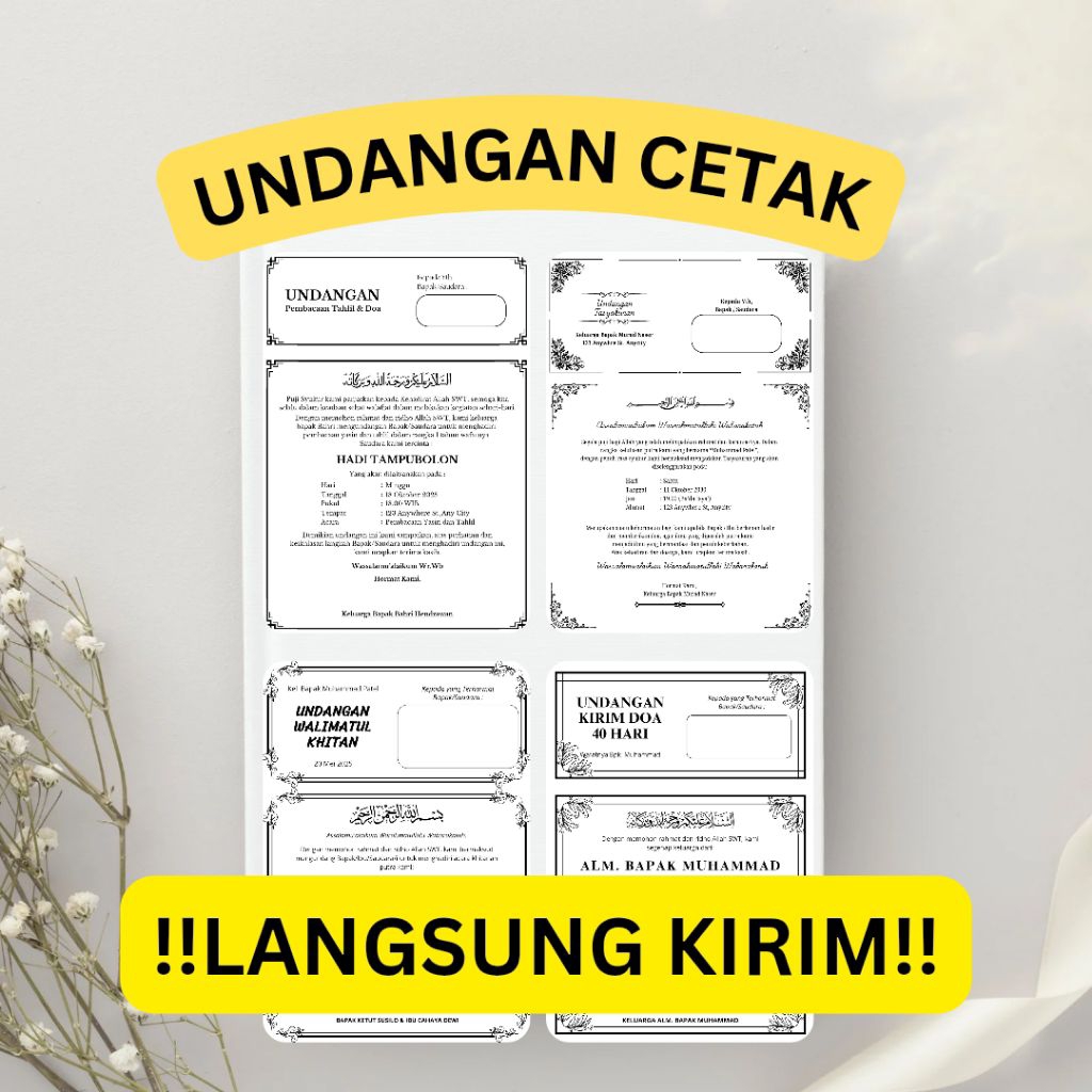UNDANGAN A4 CETAK A4 TAHLIL, YASINAN, SYUKURAN, KHITAN