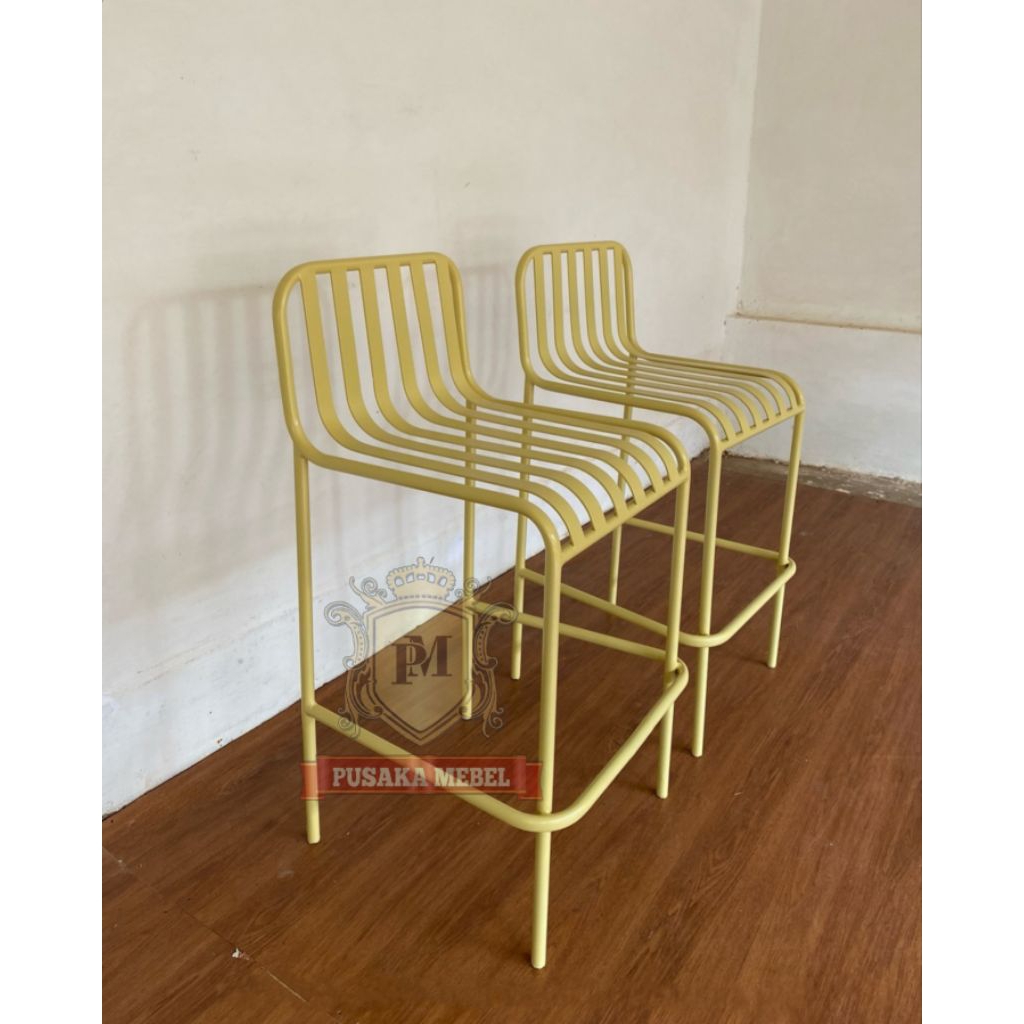 kursi bar besi set caffe outdoor, stool bar chair besi industrial,