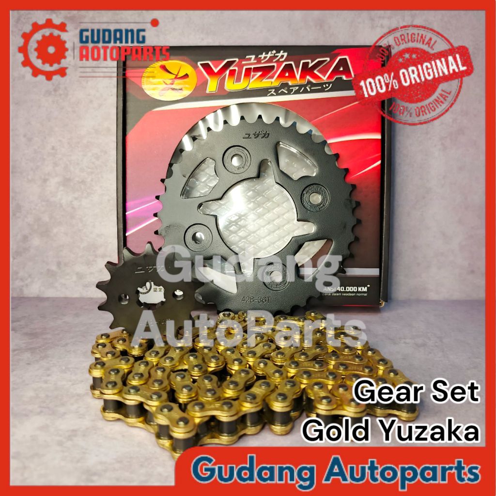 Gir Gear Set Black Gold Emas YUZAKA Tebal Vixion / Byson / Win / Vega ZR / Supra X 125 / Supra Fit N