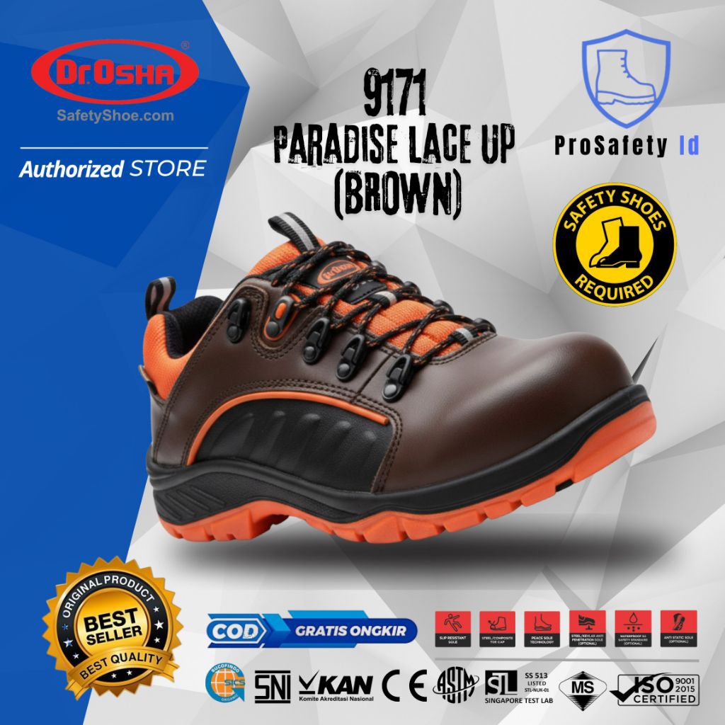 Sepatu Safety Dr OSHA Paradise 9171 S1 S2 S3 Composite Safety Shoes Anti Slip Waterproof Anti Paku S