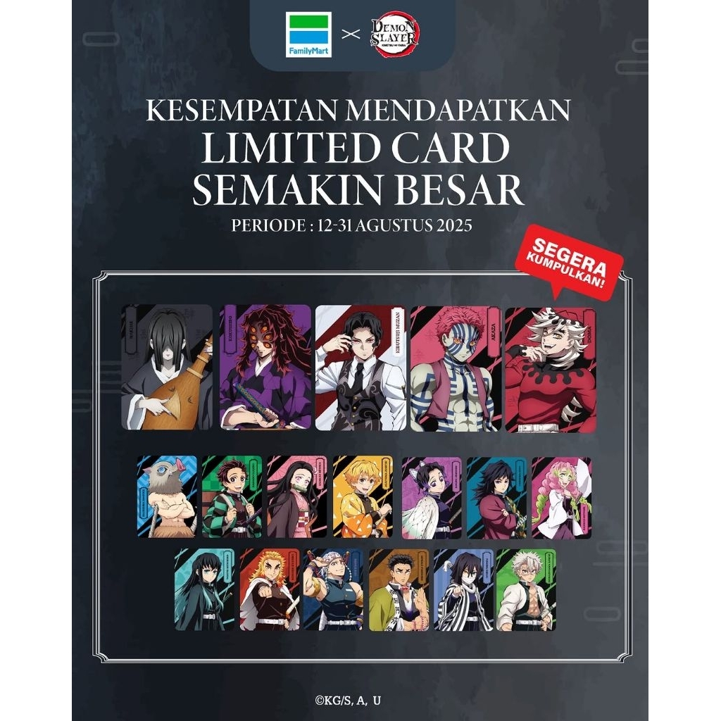 Demon Slayer Familymart - Photocard (Zenitsu, Uzui, Sanemi, Giyuu, Muichiro, Mitsuri), Keychain (Oba