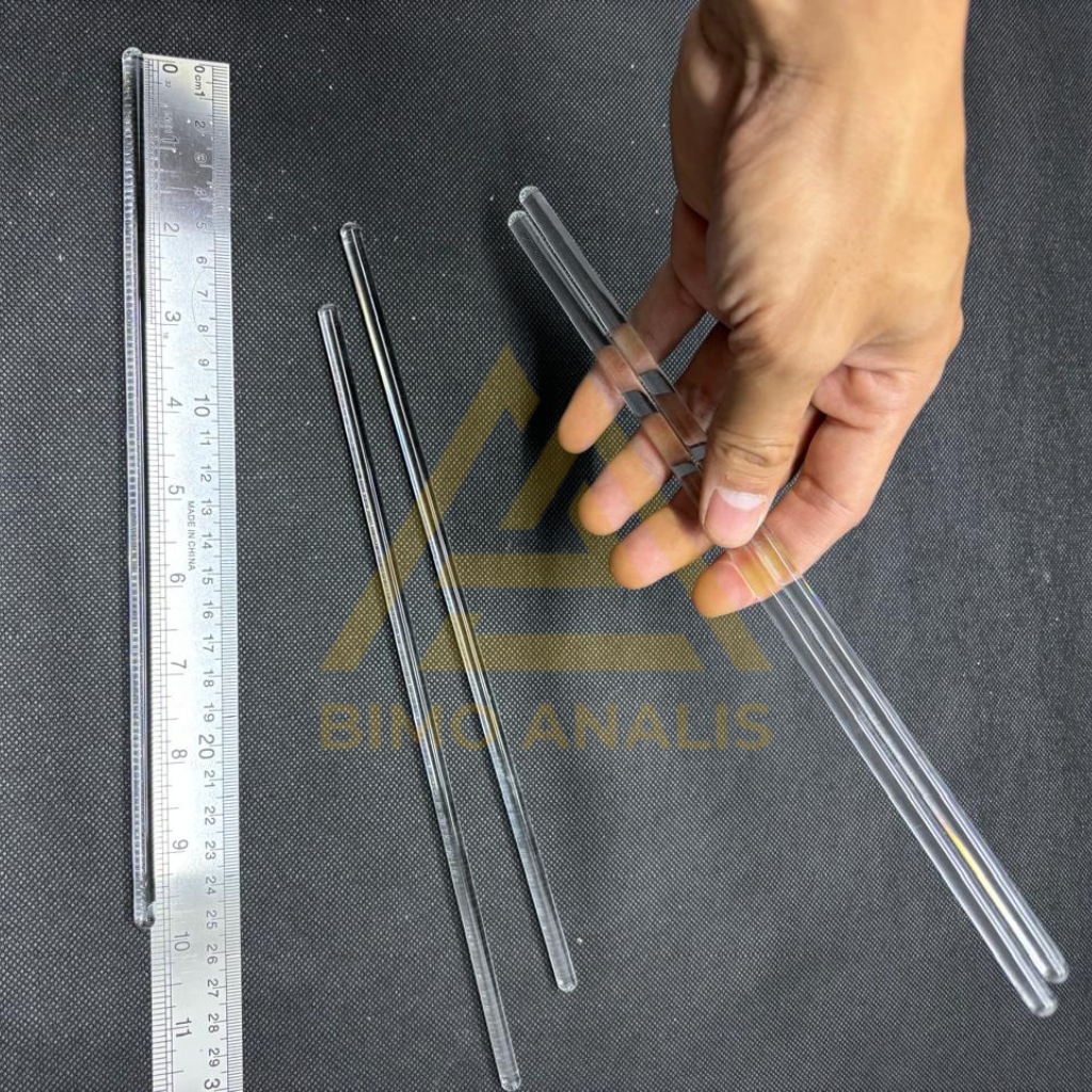 Batang Pengaduk Kaca Lurus / Spatula Kaca Lurus / Glass Stirring Rod – Untuk Praktikum & Riset