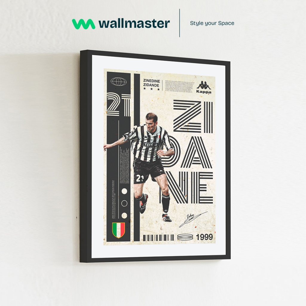 wallmaster - 15 ZINEDINE ZIDANE 1999 Poster Classic Football Player Retro Vintage Frameblock
