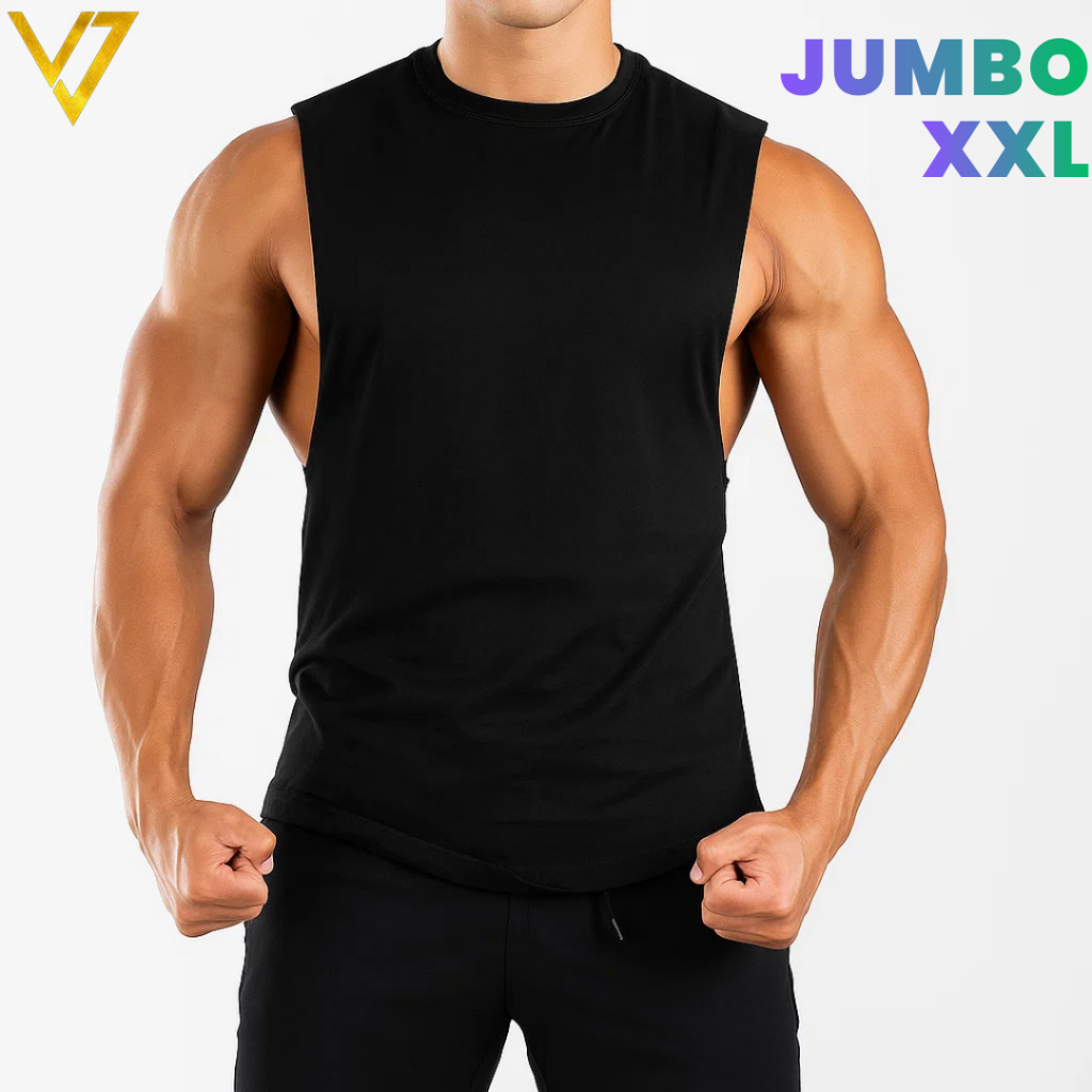JUMBO Singlet Low Cut Pria Gym Fitness Olahraga Size XXL