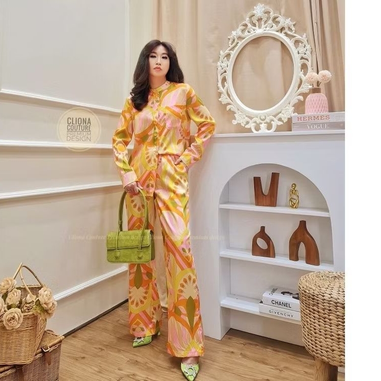 TERMURAH SET PREMIUM CLIONA COUTURE (M L XL)BAHAN SILK POLYSTER IMPORT QUALITY