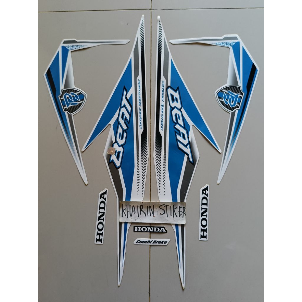 Striping beat 2019 2020 putih ful Lise biru original