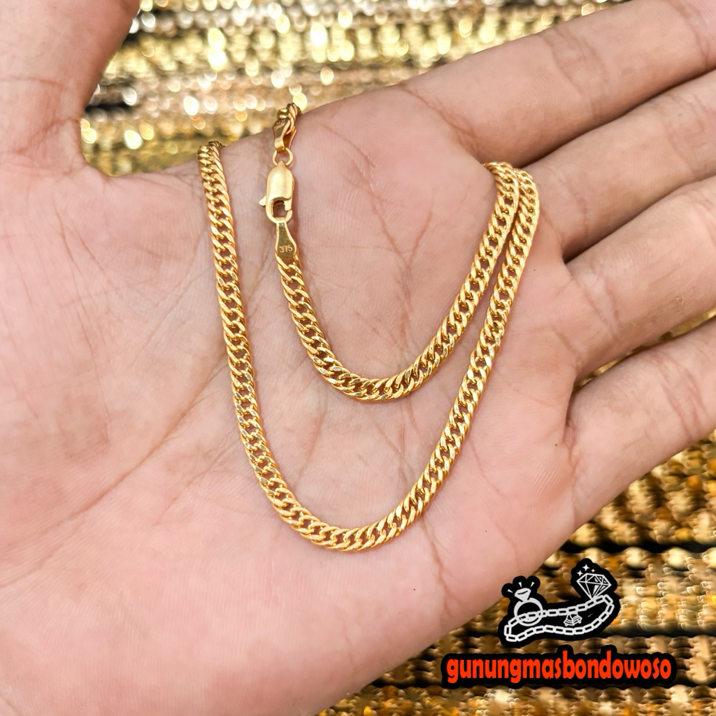 Kalung rantai hollow anak emas asli kadar 375 8k berat 4.910gr