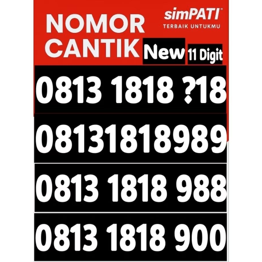 Kartu Perdana Nomor Cantik Telkomsel 11 digit 181818 - Nomor Cantik Simpati 11 digit 1818 8989 Hokky