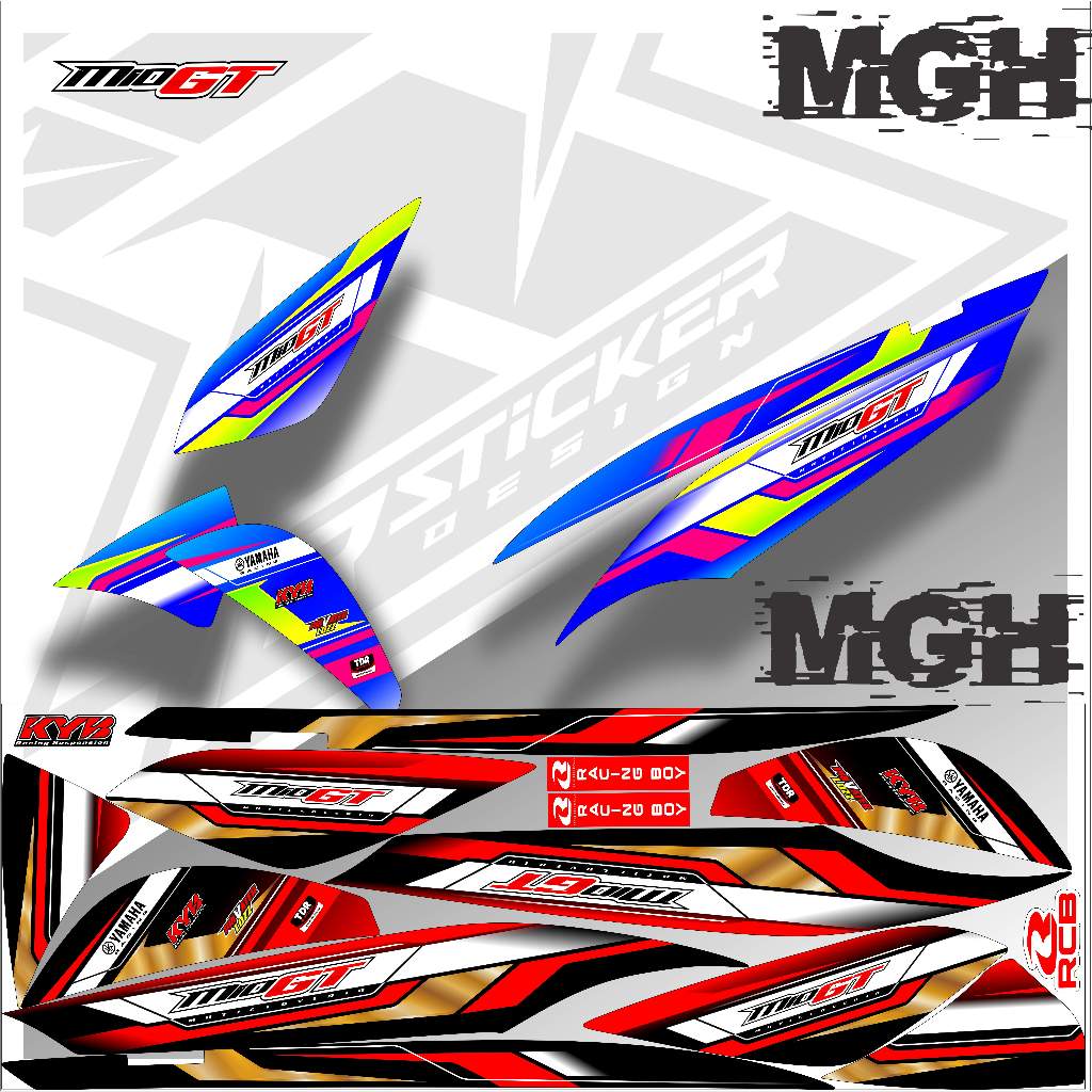 STIKER STRIPING YAMAHA MIO GT FULL SET KIRI&KANAN SEMI DECAL SUDAH DILAMINASI