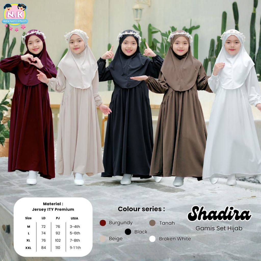 [ ata.id kids ] Shadira gamis polos muslim anak perempuan premium free jilbab by NSK