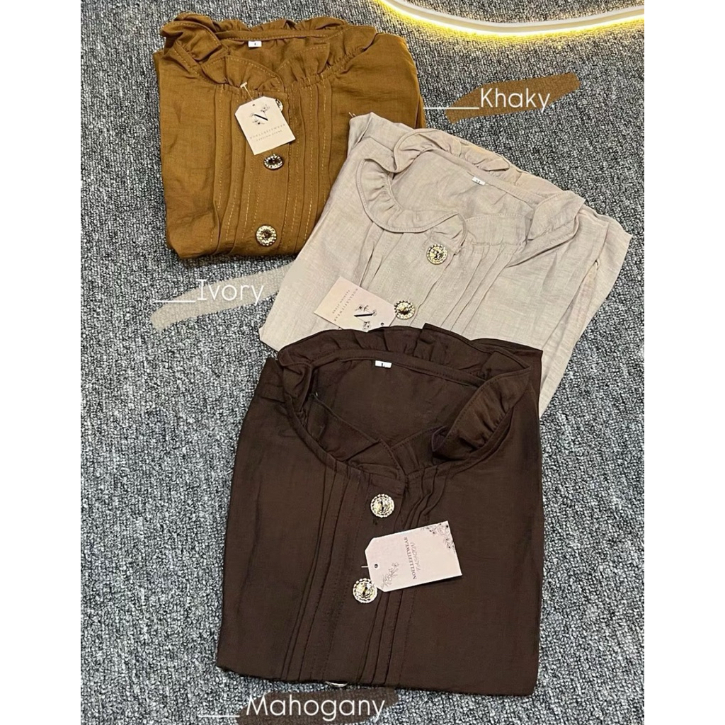 Noelle Elora Blouse - Atasan Wanita Kekinian / Bouse Korean Style - Blouse Lengan Panjang - Atasan L