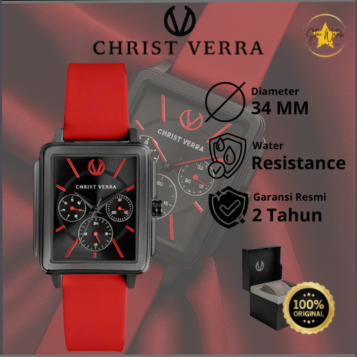 JAM TANGAN CHRIST VERRA 12260L LADIES MULTICHHRONO RUBBER 34MM