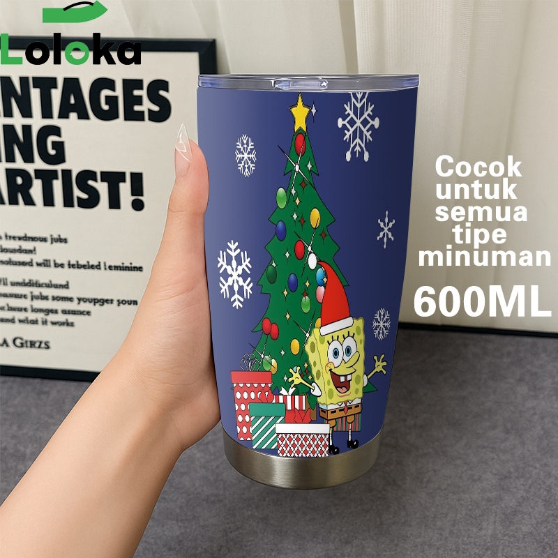 Tumbler Mug Gelas Tutup Slider Kapasitas 600ml Bahan Stainless Steel 304 Double Wall Food Grade Gamb
