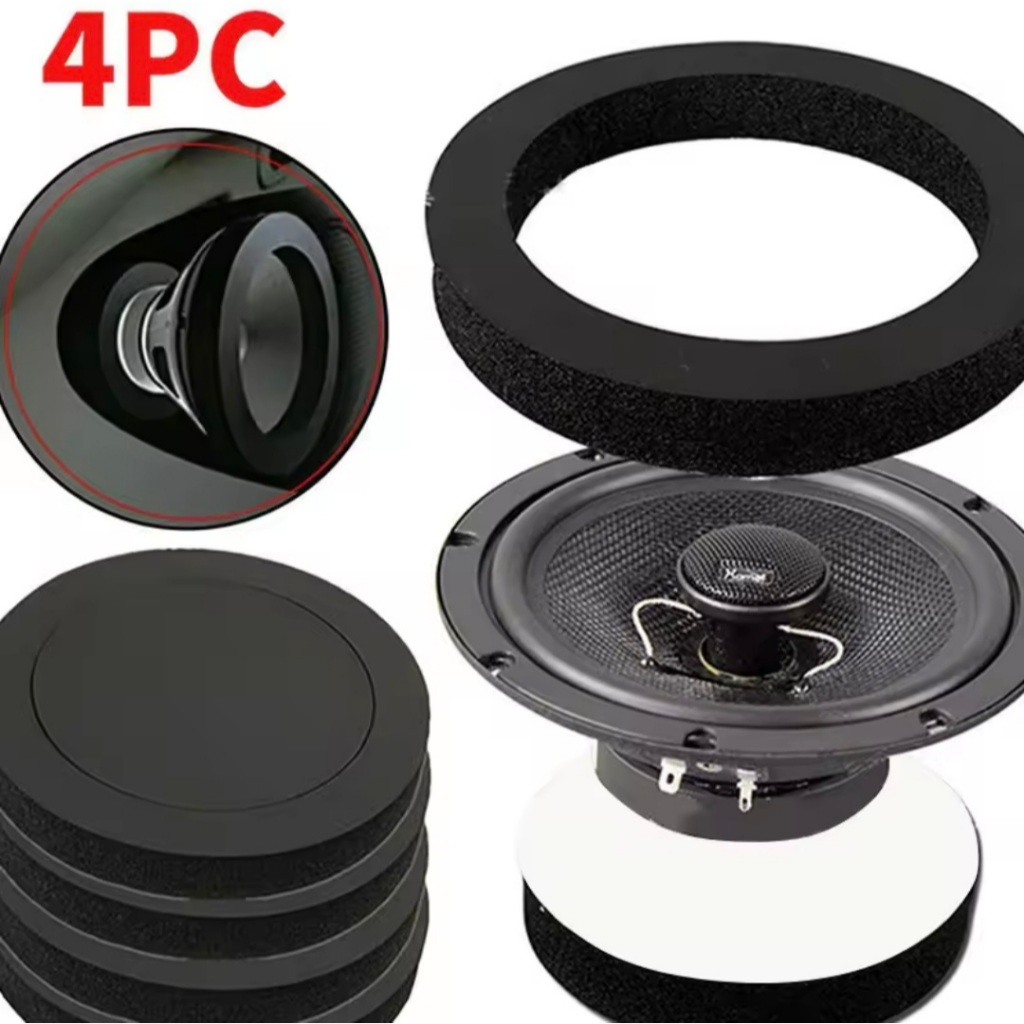 4 Buah Busa Peredam Speaker 3M Pintu Mobil Ring 6/6.5 Inch Hitam Diameter 19.5 cm