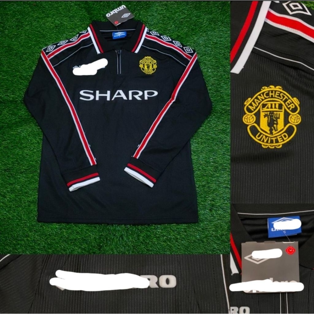 Jersey Kaos Baju Bola MU Man Mancester United Utd Home Away 3rd Third Hitam Black Retro Klasik Class