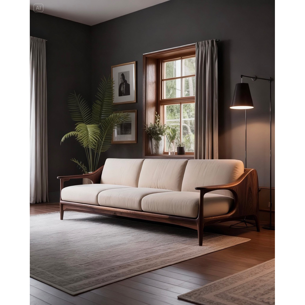 Sofa Jati Japandi Osaka – Sofa Minimalis Modern Kayu Jati Asli Premium