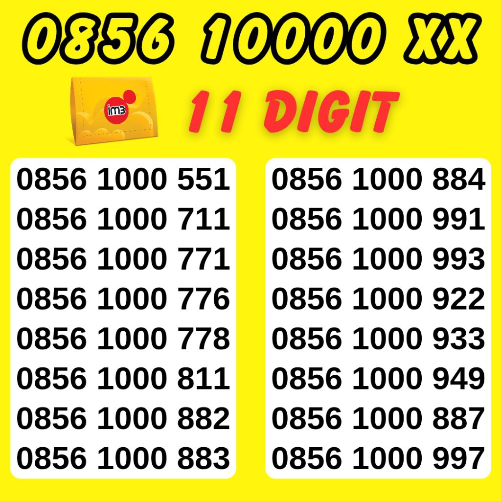 NOMOR CANTIK IM3 KWARTED NOMOR 1000 KARTU PERDANA INDOSAT NOMOR 0856