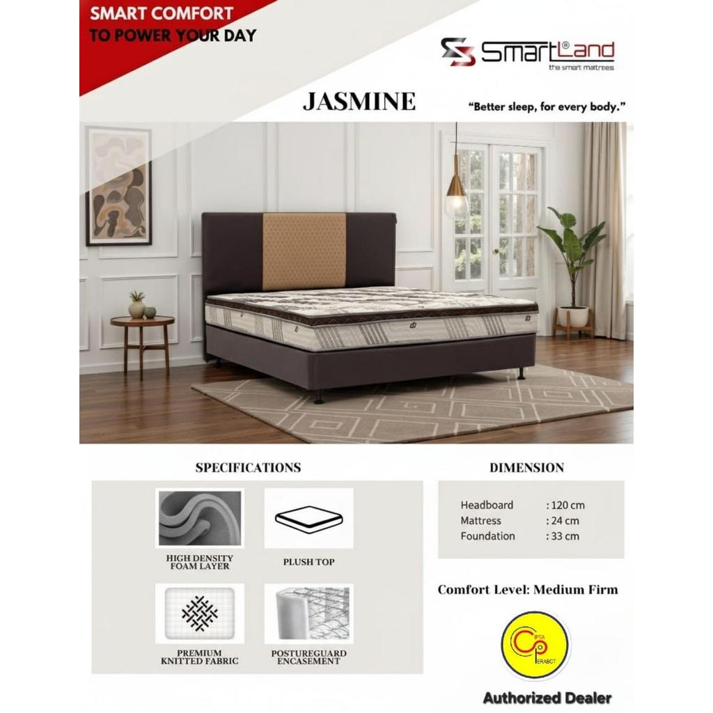 SmartLand by Modis Jasmine Kasur Springbed Fullset Custom Divan Sandaran Berkualitas Bonnel Spring M
