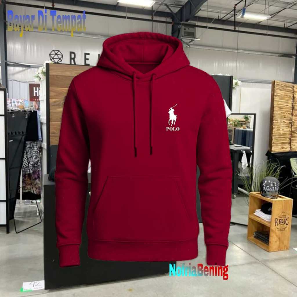 Terlaris   Hoodie Text Putih Logo Polo  Sweater Distro Terbaru Jaket Termurah Pakaian Pria Wanita CO