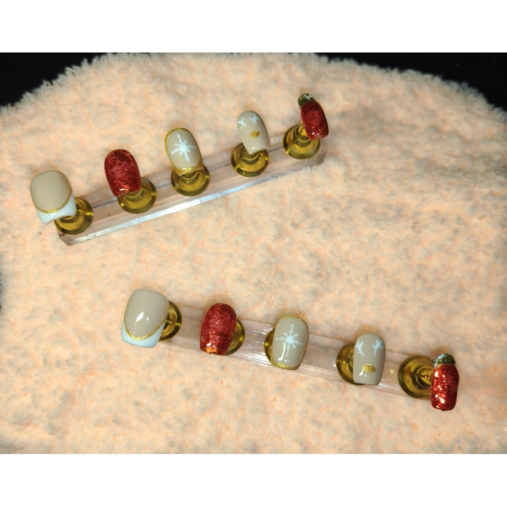 PRESS ON NAILS , KUKU PALSU , FAKE NAILS , KUKU PALSU NATAL , PRESS ON NAILS CHRISMAS SET