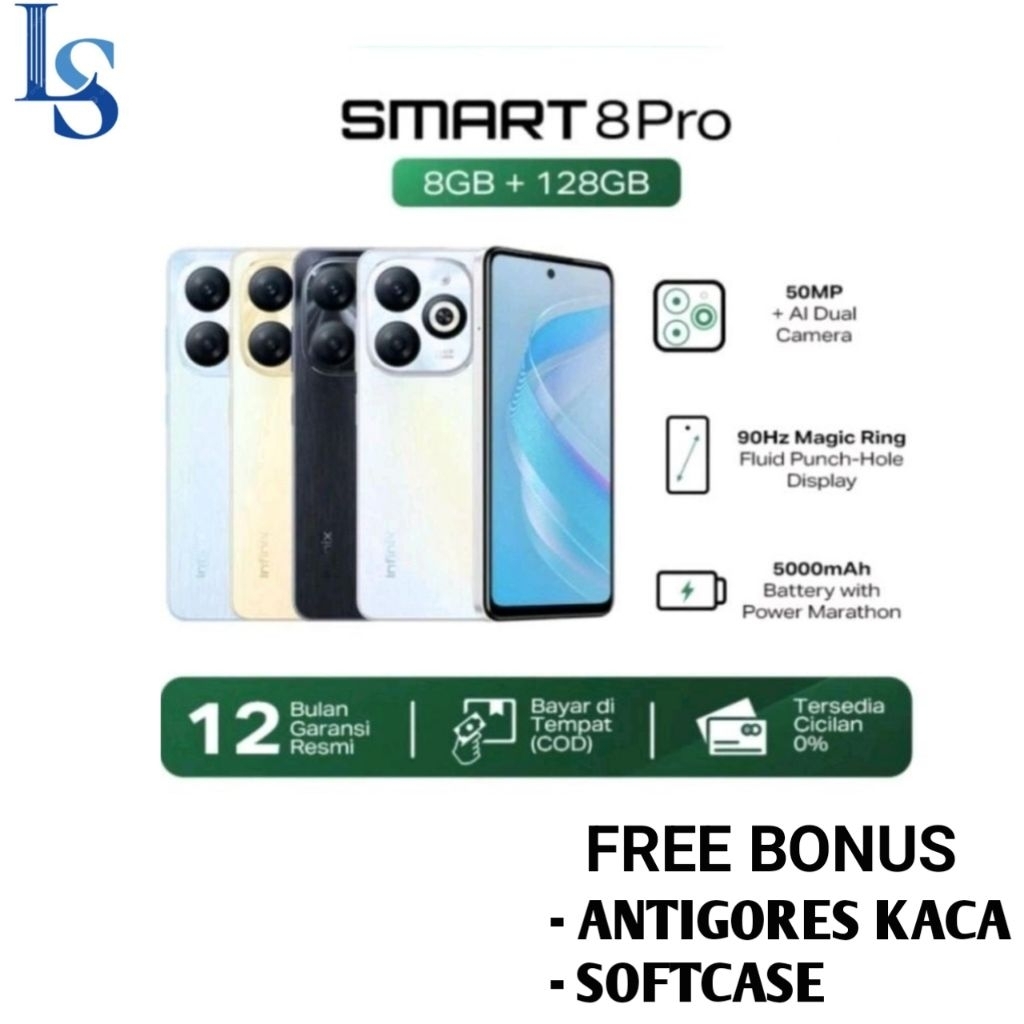 HP INFINIX SMART 8 PRO RAM 8+8/128 GB [Infinix smart 8 pro 8/128 GB] GARANSI RESMI