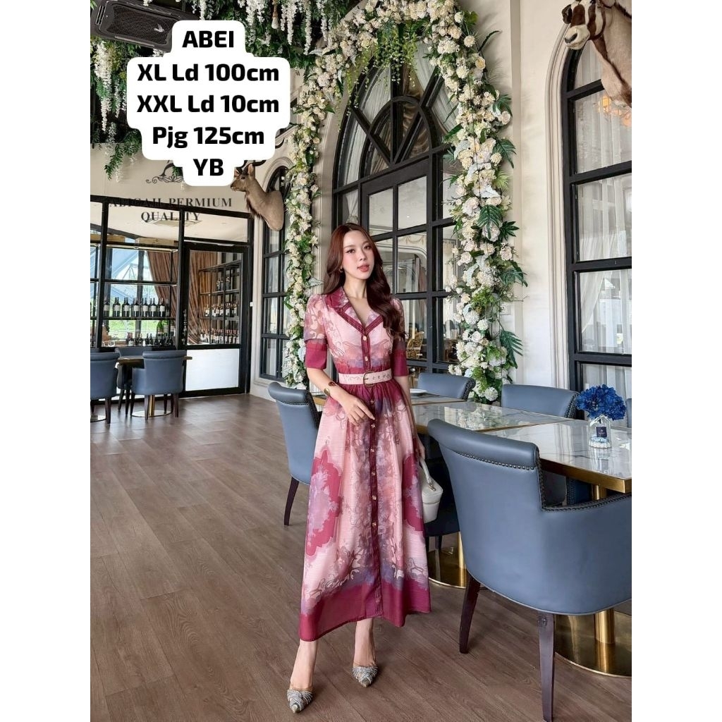 Dress Abigail kancing aktif asli Bangkok