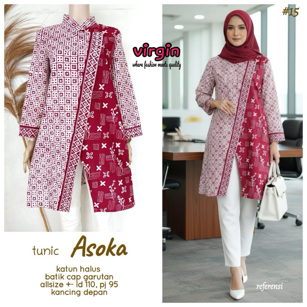 Baju Tunik Atasan Batik Wanita Model Asimetris Elegan