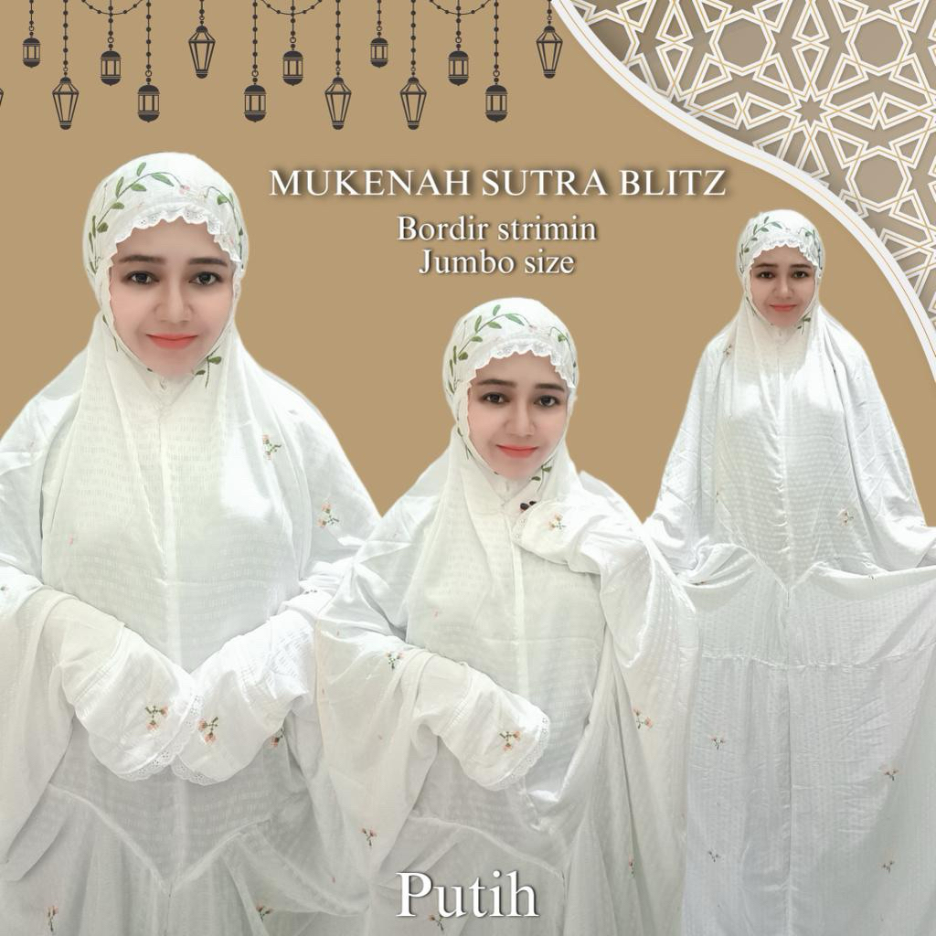 Mukena Terusan Sutra Blitz Bordir Strimin