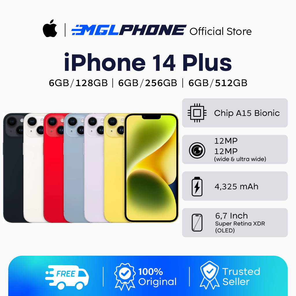 IP 14 PLUS 512GB/256GB/128GB SECOND FULLSET EX INTER BERGARANSI