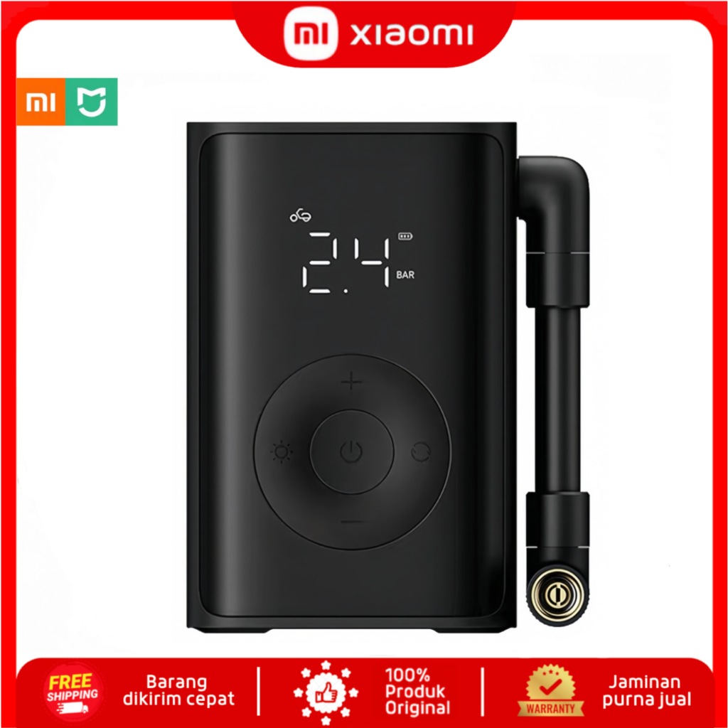 Pompa Angin Portabel MI Berhenti Otomatis,LCD Display -Baterai Lithium untuk Mobil,Motor,Sepeda&Bola