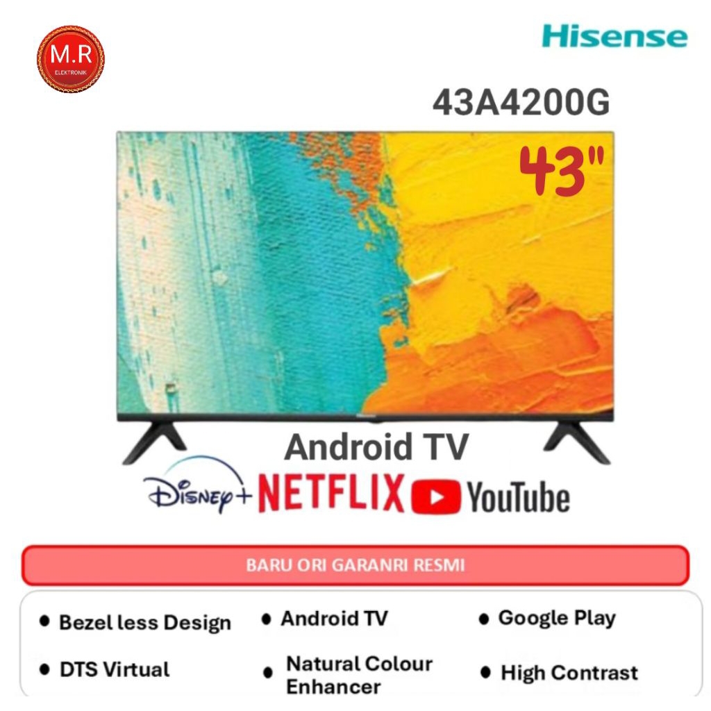 ANDROID TV HISENSE 43 INC FHD HDR VOICE CONTROL BLUETHOOTH DAN GOOGLE PLAYSTORE SUDAH DIGITAL TV DVB
