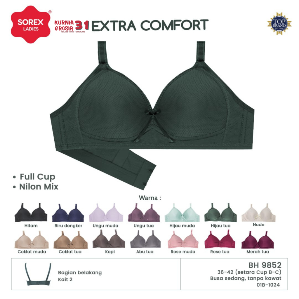 BH SOREX 9852 Big Size Full Cup C Besar Ukuran 36-42 Kawat Busa Tipis