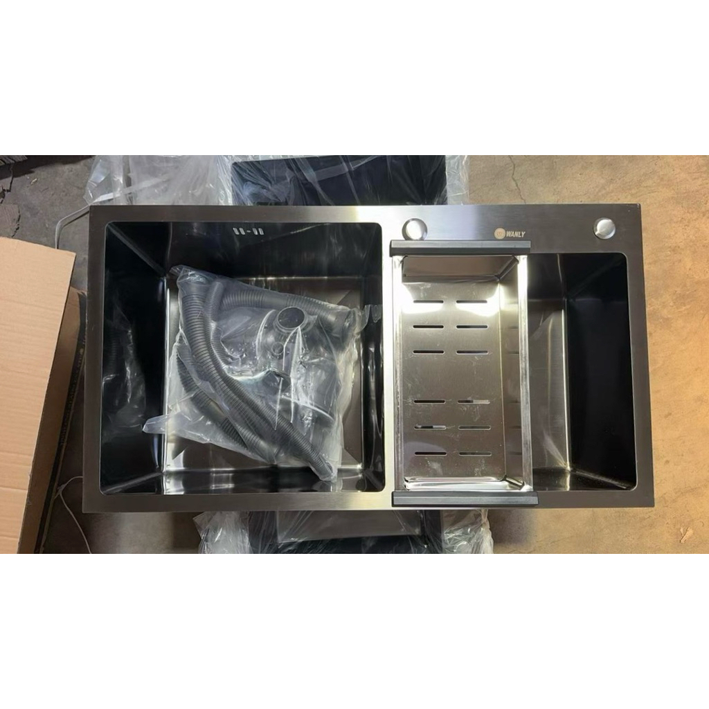Bak Cuci Piring Hitam Premium Stainless – Kitchen Sink / Westafel Dapur 1 Lubang & 2 Lubang