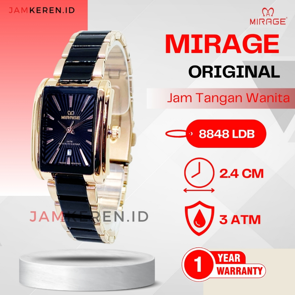 Mirage - Jam Wanita Elegan Mewah - Jam Tangan Mirage Wanita - 8848 LD Original 100% Garansi Resmi