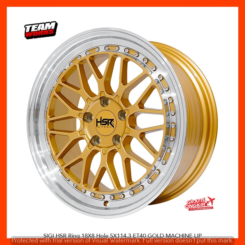 VELG MOBIL HSR SIGI RING 18 LEBAR 8 ET40 BUAT MOBIL HRV MAZDA CIVIC PELEK RACING RING 18 GOLD