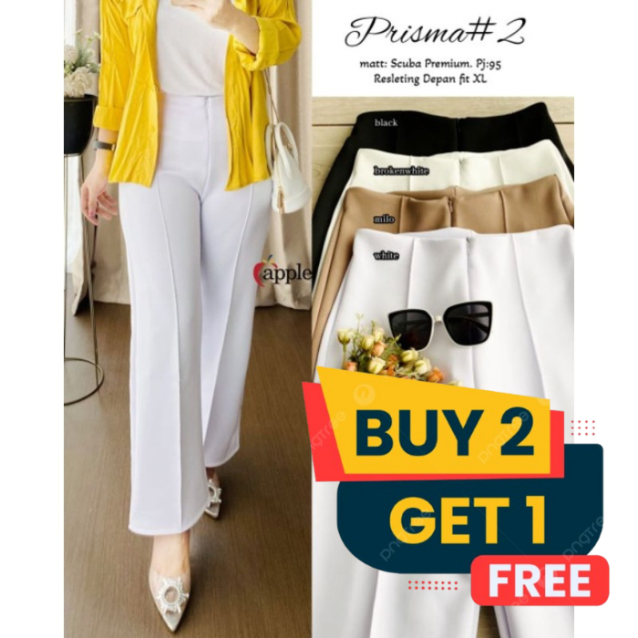 Celana Kulot Putih Wanita | Celana Kulot Scuba JUMBO Wanita | Celana Putih Kerja Kantor Wanita
