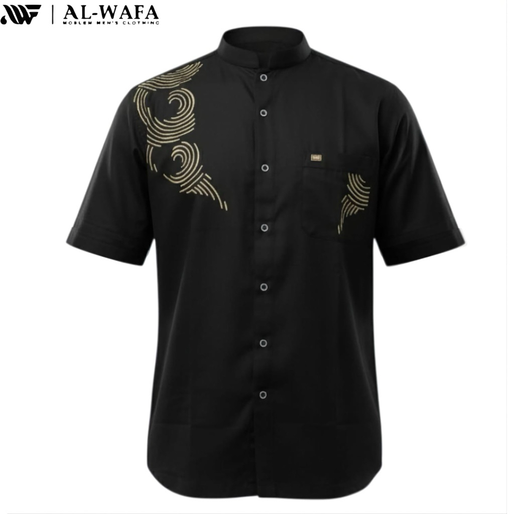 Al-Wafa Koko Pendek Hitam Dewasa Bordir 0526