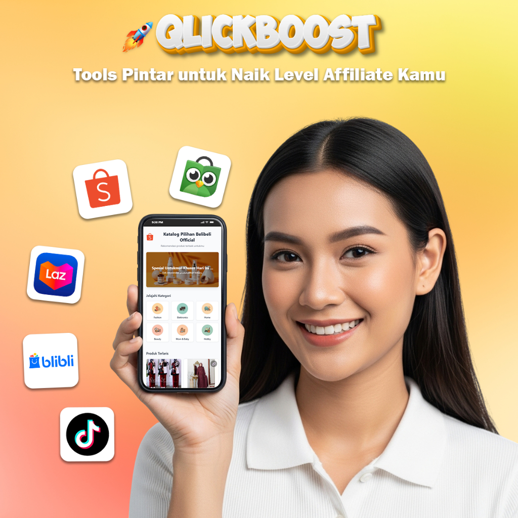 QlickBoost – Buat Katalog Affiliate Marketplace Langsung dari HP + Fitur Tracking Klik Otomatis