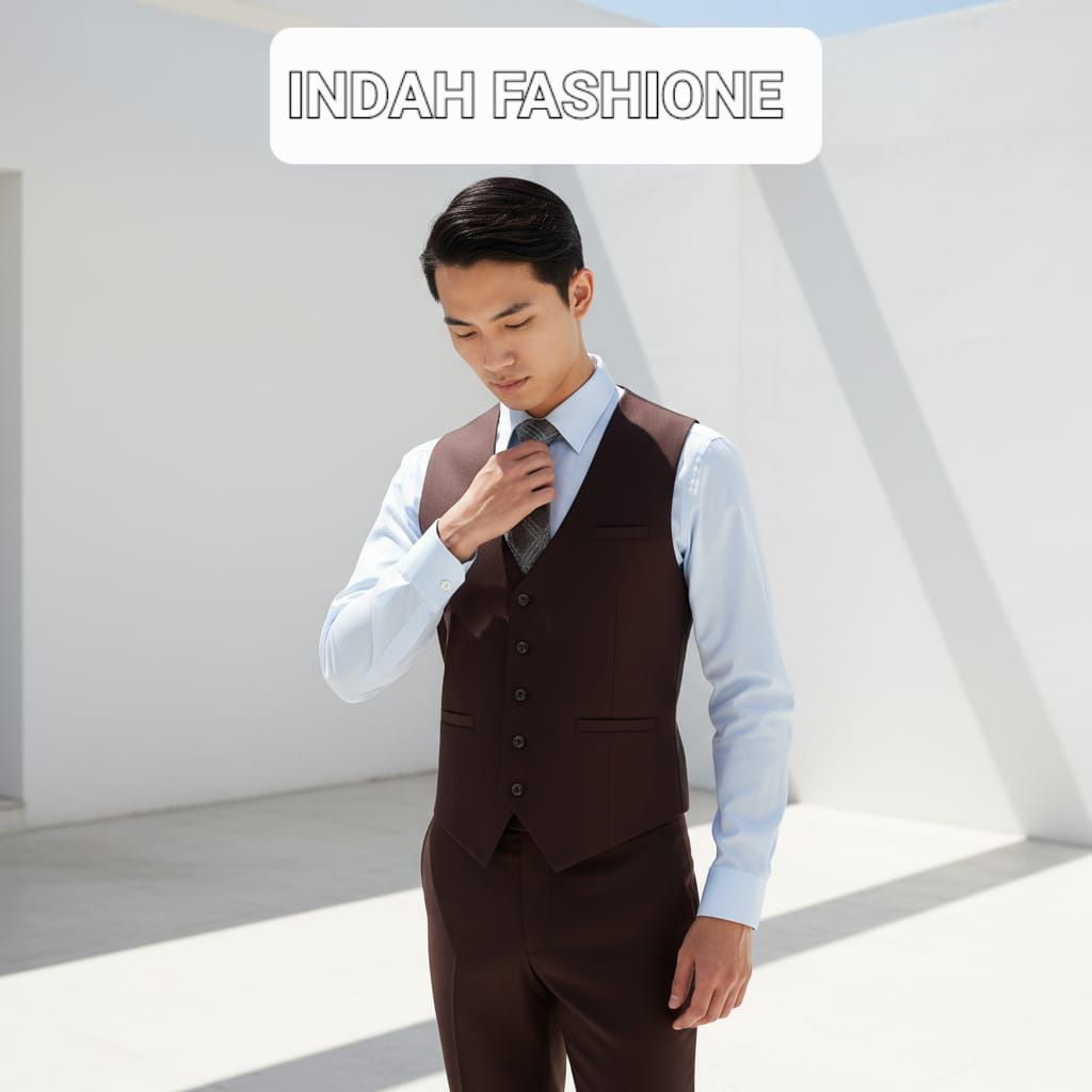 Rompi Blazer Jumbo [ XXL / XXXL ] Coklat Pria / Vest Formal Pria ukuran besar / Blazer Formal Clasic