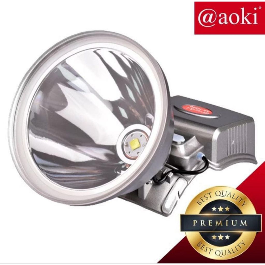 SENTER KEPALA JUMBO 500 WATT 9600MAH AK-H500 AOKI Senter Kepala Proyek Professional Premium Metallic