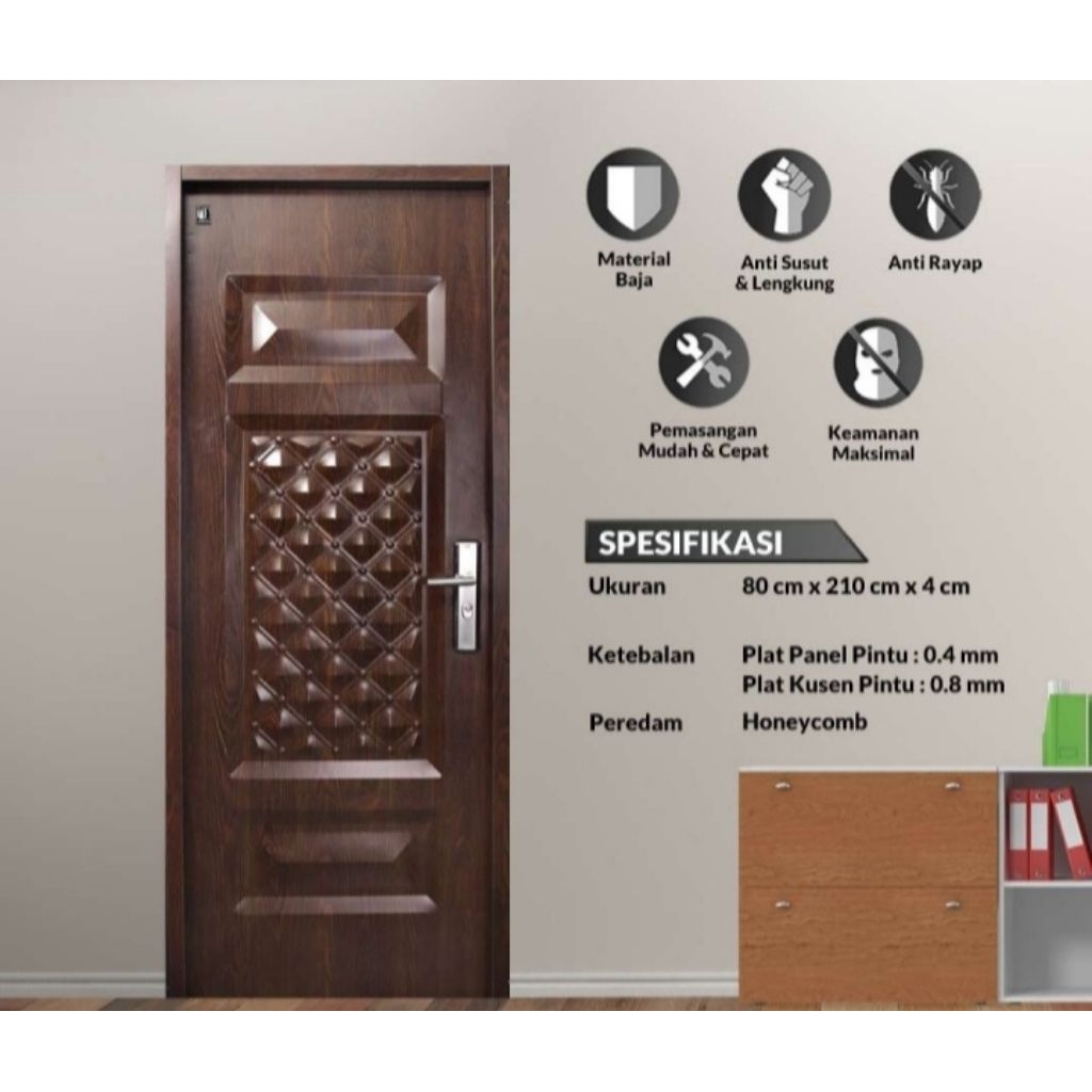 Pintu Rumah Pintu Baja Fortress URBAN 80.01 dan 90.01 Pintu Kamar