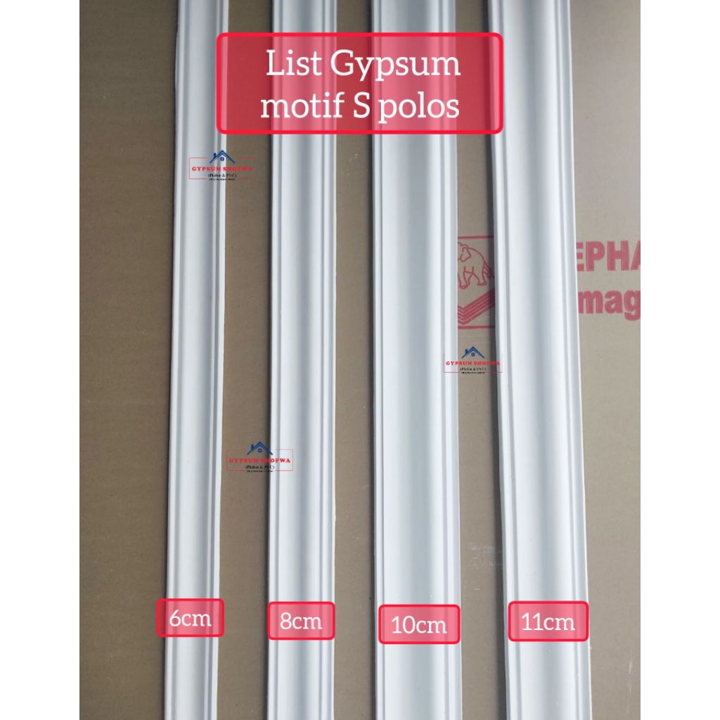 Lis gipsum List gypsum motif minimalis S polos 6 cm, 8 cm, 10 cm, 11 cm / List profil plafon gypsum