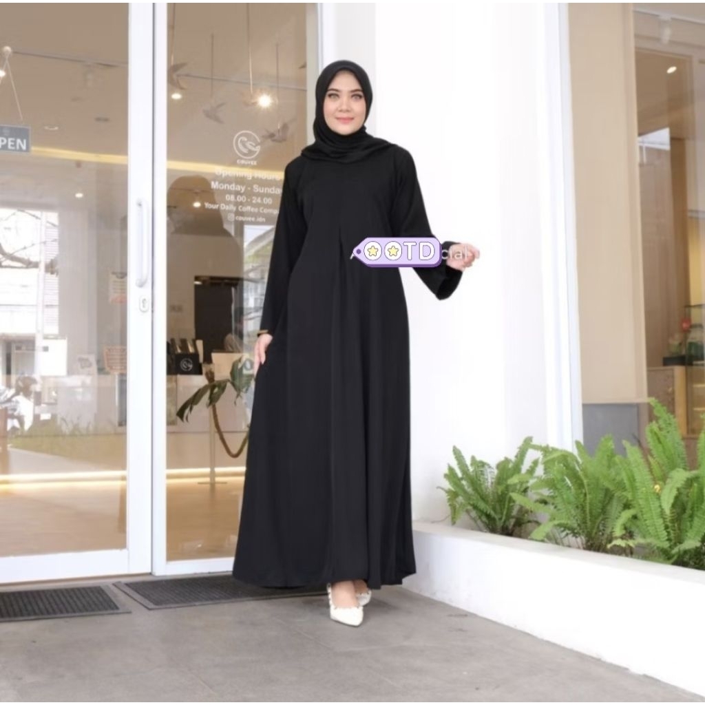 GAMIS JETBLACK POLOS HITAM / ABAYA POLOS HITAM JETBLACK / GAMIS ABAYA HITAM POLOS BUSUI/ ABAYA UMROH