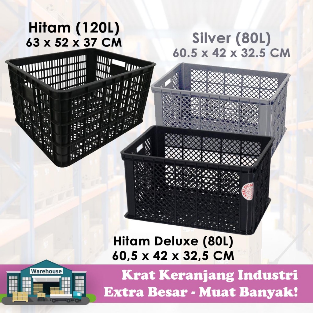 Keranjang Industri Krat Industri Besar 80 Liter dan 120 Liter