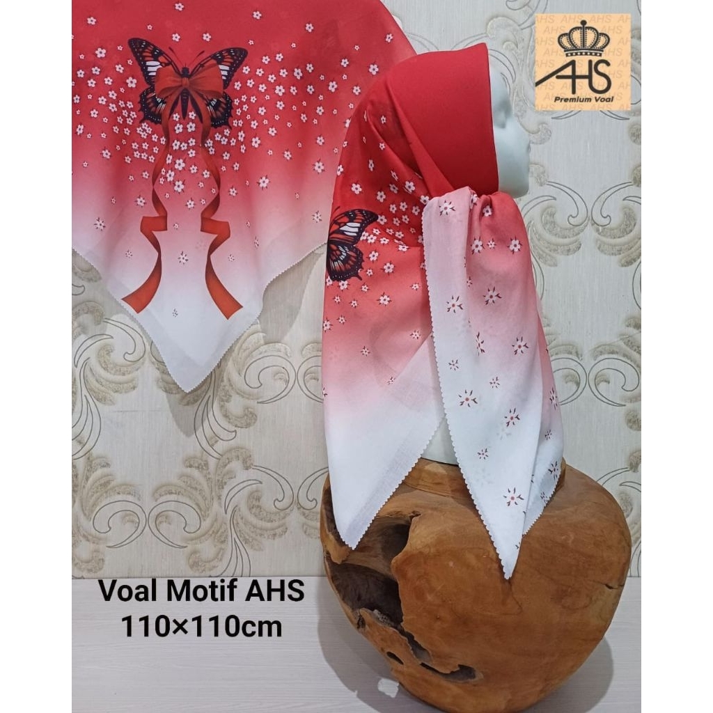 Jilbab voal segiempat premium motif merah putih terbaru agustusan