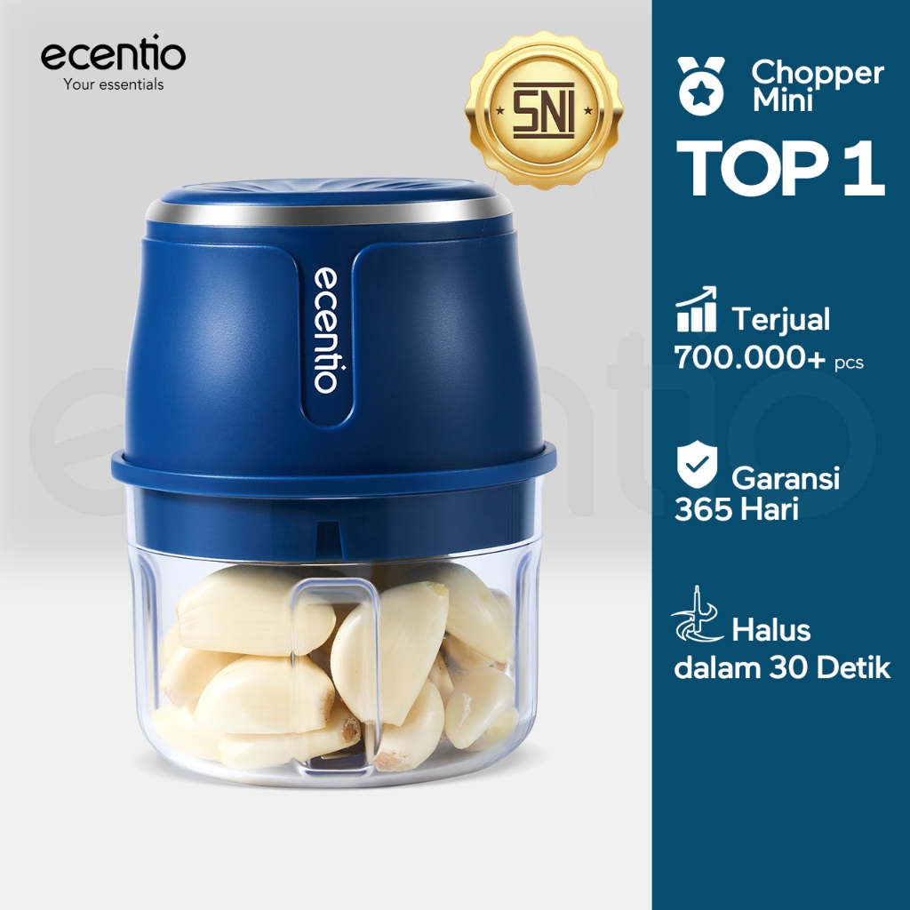 [2.0 Versions]ecentio Mini Chopper Blender 6 pisau 250ml Portable bumbu Dapur Portable Penumbuk bawa